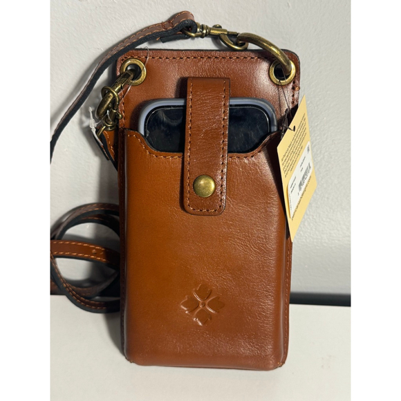 Patricia Nash Heritage Farleigh Brown Leather Phone Case Wallet Crossbody Tan - Picture 2 of 8
